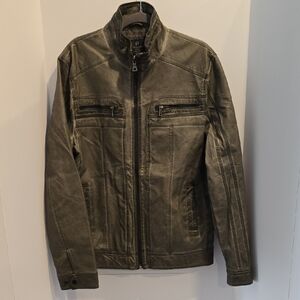 Source Unknown Men's Olive Green Zip-Up Bomber Jacket